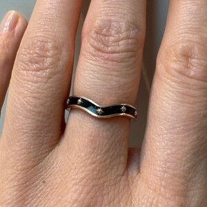 Marrow Etolie Curved Black Enamel Band 14K Rose Gold